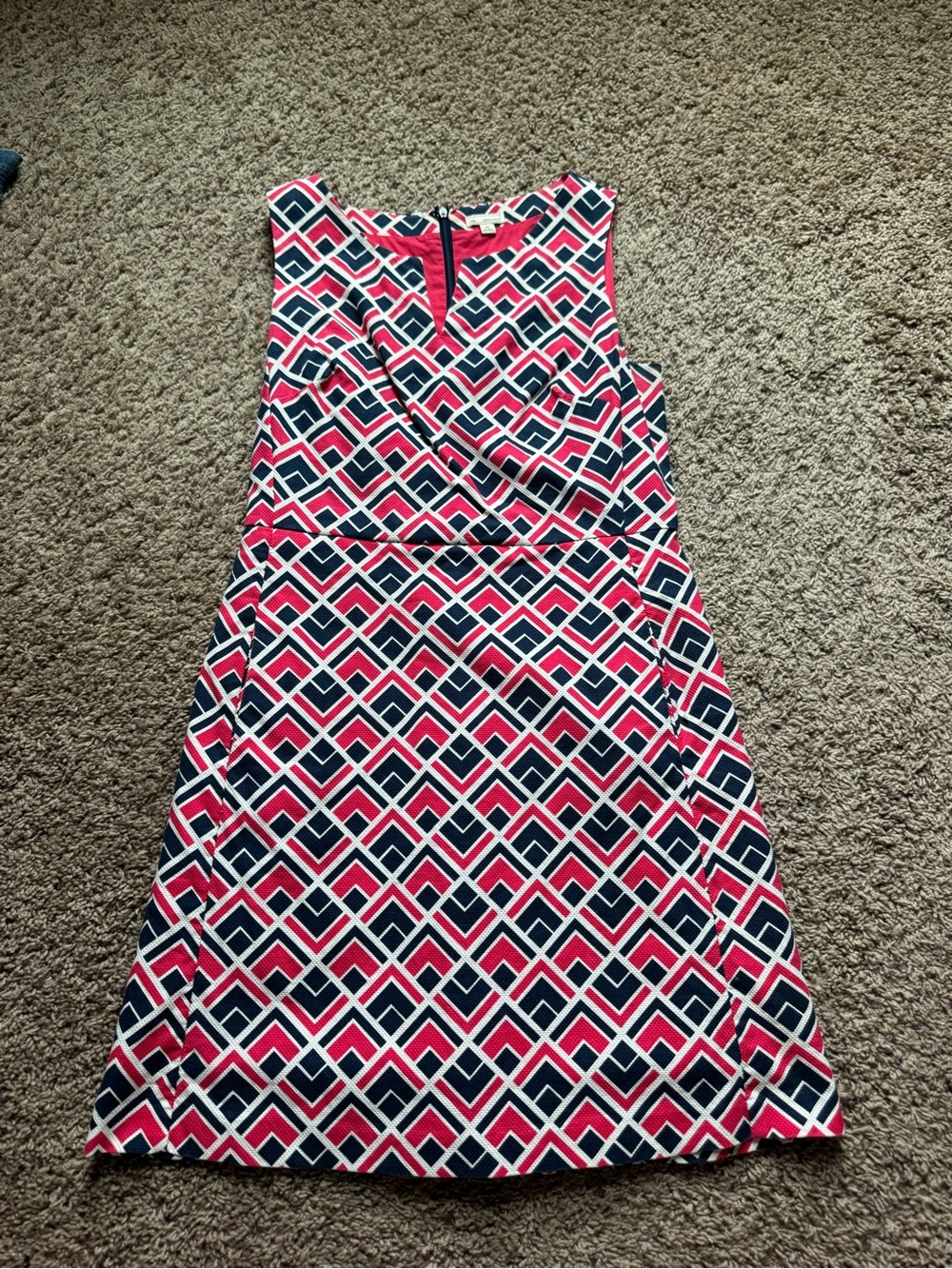 GAP Sleeveless Geometric Dress in Pink & Navy